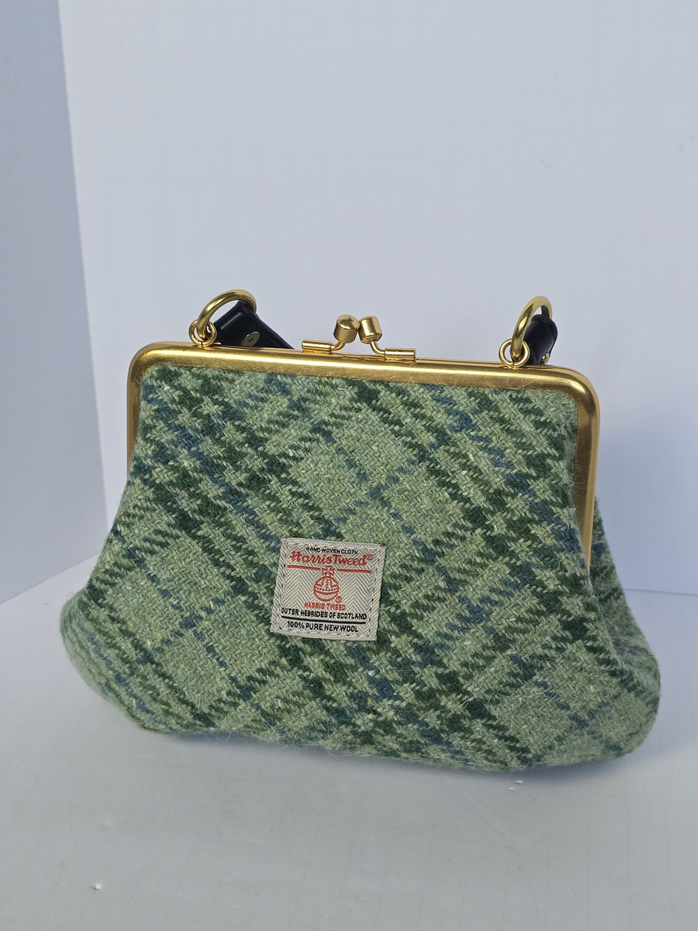 Vivienne Westwood Elena Green Plaid Granny Frame Kisslock Harris Tweed Wool Bag - Picture 4 of 14